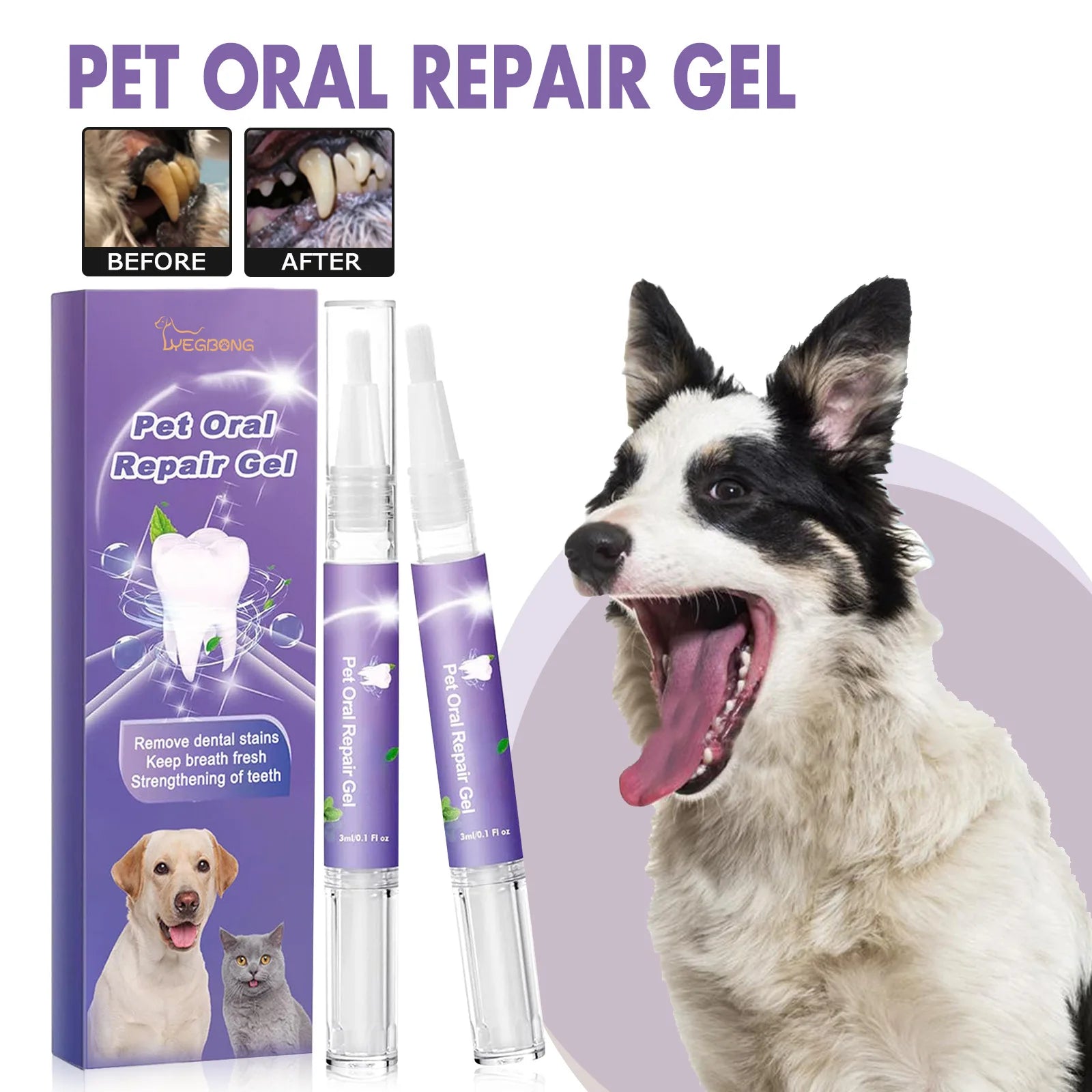Gel de Reparo Oral-Removedor de Manchas e Bactérias Dentárias Para Pet [COMPRE 1 - LEVE 2]